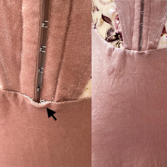 Windsor Floral Velvet Hook-Eye Closure Scoop Neck Zip-Up Dress Women’s Medium - Picture 9 of 16